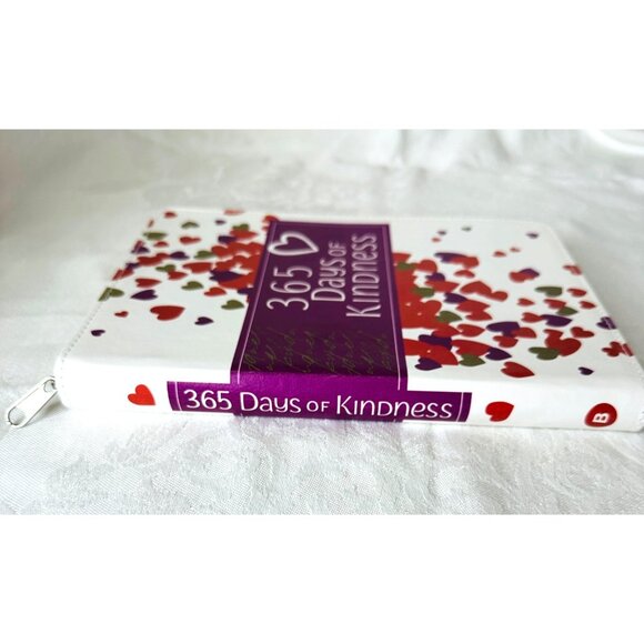 2024 365 Days of Kindness Faux Zippered Leather Cover Heart Design Motivational - Picture 2 of 10